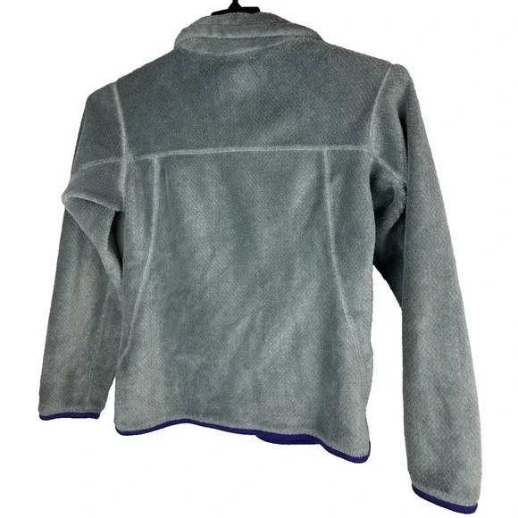 Patagonia Re-Tool Fleece 1/4 Snap-T Pullover Gray Purple Trim Women's Size Small - Picture 5 of 7
